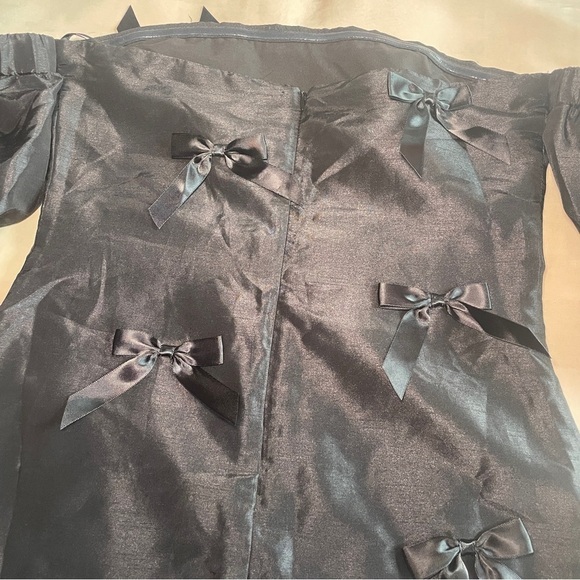 NEW! Anthropologie x Hutch- Off-The-Shoulder Bow Mini Dress Black Size Small - Picture 8 of 11